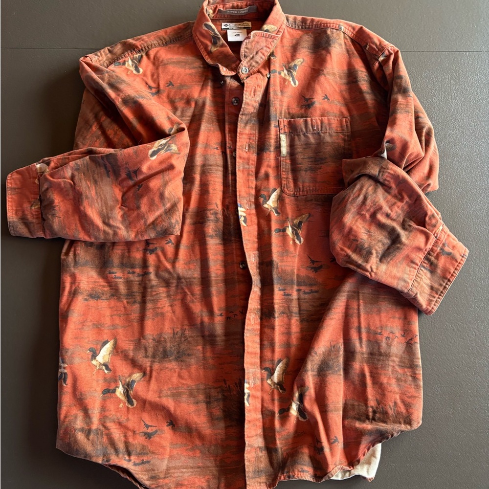Men's Columbia Orange Patterned  Duck Shirt